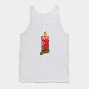 Christmas Red Pillar Candle with Holly Tank Top